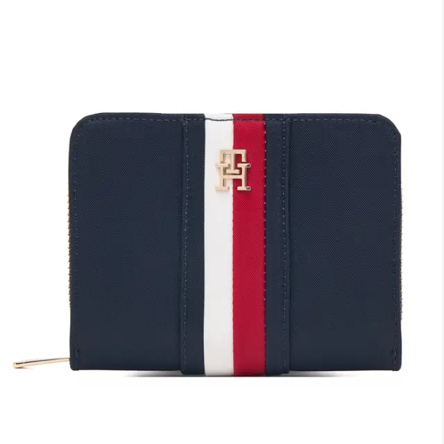 Tommy Hilfiger Γυναικείο One Size Πορτοφόλι TH Icon Med Zip Around With Flap Nylon Co Σκούρο Μπλε