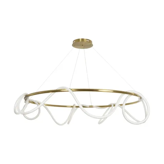 LED Κρεμαστό Φωτιστικό Οροφής GLOW 100Watt CCT με Χειριστήριο σε Χρυσό Πλατίνα και Λευκό Νήμα KLV-101-0165 3