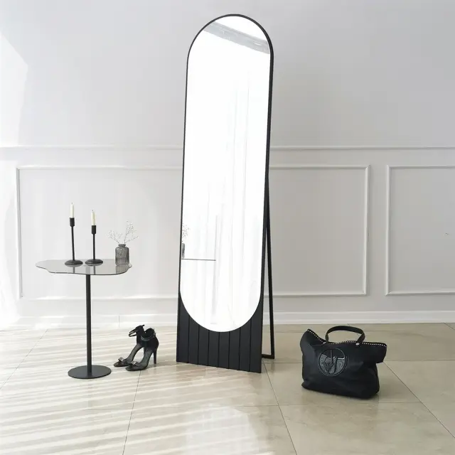 Stewehome Καθρέπτης με Στήριγμα Midnight με Μαύρο Σκελετό 45x170x170 cm
