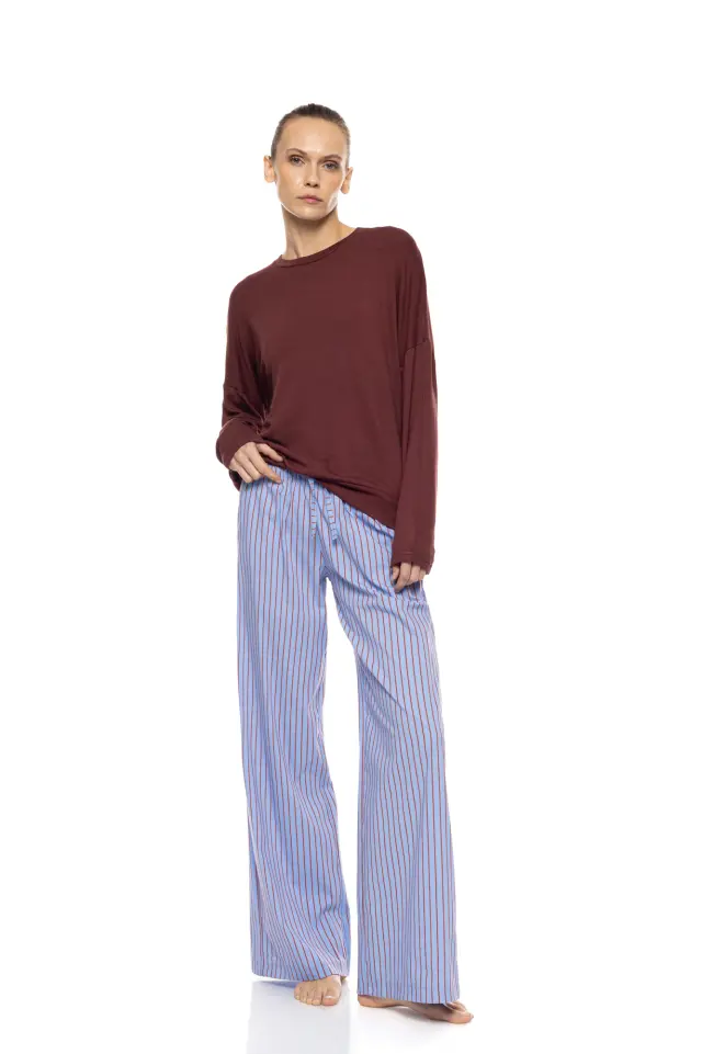 Pink Label Pyjama Stripe σετ γυναικεία χειμερινή πυτζάμα W1910-1 2