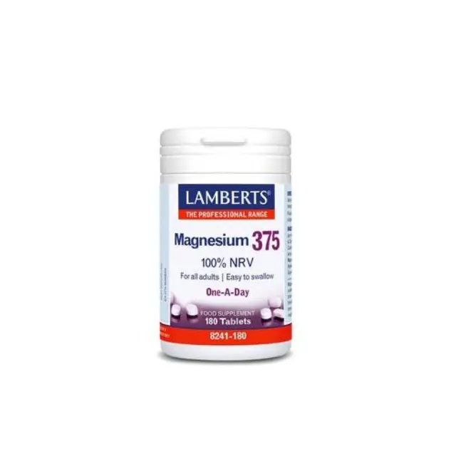 Lamberts Magnesium 375 100% NRV Συμπλήρωμα Διατροφής με τις 4 Σημαντικότερες Μορφές Αλάτων Μαγνησίου, 180tabs
