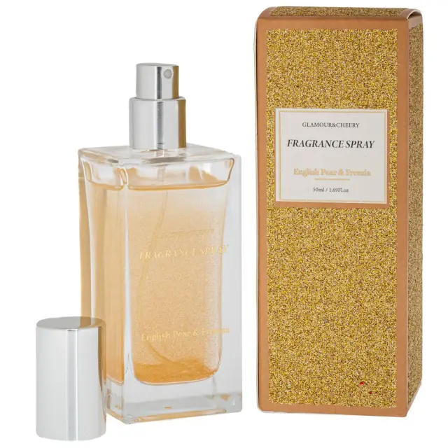 Αρωματικό spray χρυσό με glitter English Pear + Freesia Iliadis 90036