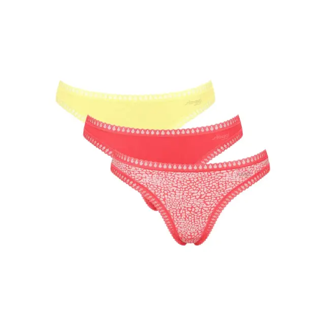 Sloggi Γυναικείο String GO Crush String - Τριπλό Πακέτο, Χρώμα Yellow-Coral-Coral Print - XL