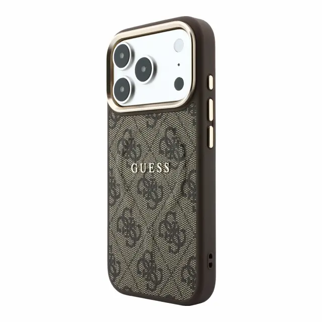 Guess PU Leather 4G Gold Frame Embossed MagSafe Case for iPhone 18 Pro Max Brown 2