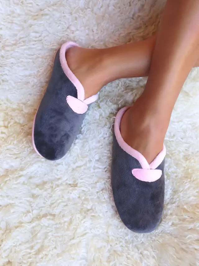 Comodos Παντόφλες Γυναικείο ύφασμα Γκρί VUL/91025 GRIS/ROSA 2