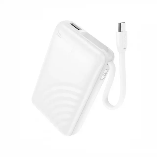 Hoco Power Bank 5000mAh 18.5Wh με Ενσωματωμένο Καλώδιο Type-C Άσπρο J134