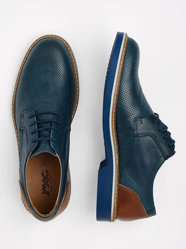Imac Δετά-Oxfords Ανδρικό δέρμα Μπλέ IMA/150400 BLU/COGNAC - 40 3