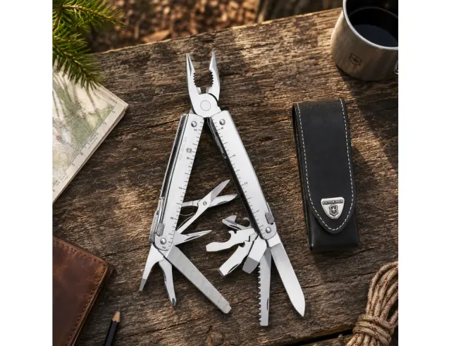 Ελβετικό Πολυεργαλείο Victorinox Swiss Tool X με δερμάτινη θήκη, 26 λειτουργίες και μήκος 11.5cm - Silver 3.0327.L