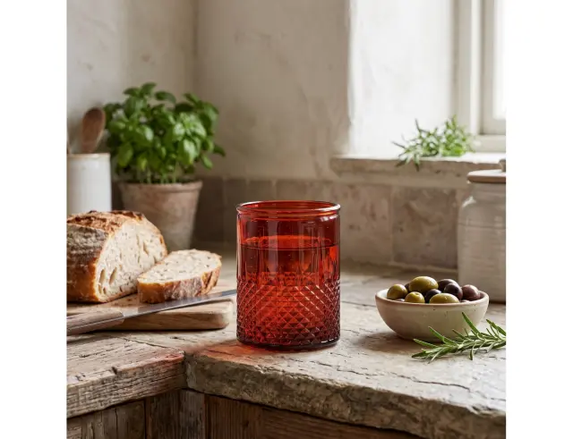 Ποτήρι Glass Drops Diamante (2394DB343) Από ανακυκλωμένο γυαλί, Χωρητικότητας 400ml, Διαστάσεων Ø 8.7 x Υ 10.5 cm, Pumpkin 2394DB343