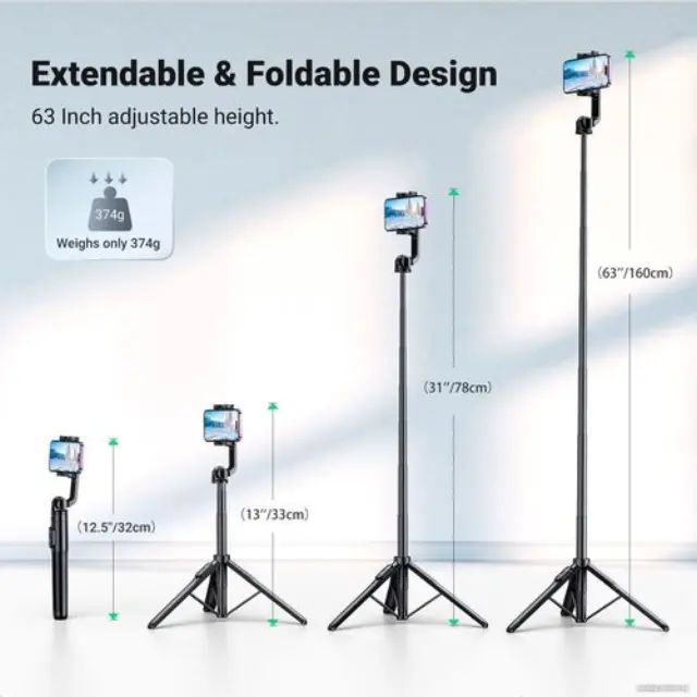 Selfie stick / τηλεσκοπικό κοντάρι με βάση και τηλεχειριστήριο Bluetooth 1,5m Ugreen LP586 - μαύρο 3