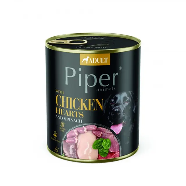 Piper Adult Καρδιά Κοτόπουλου , Σπανάκι , Καστανό Ρύζι 800gr