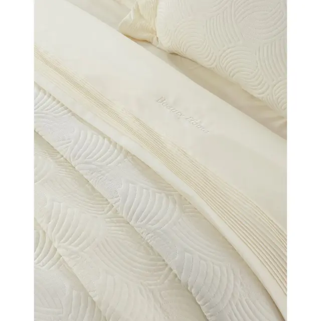 Νυφικό Σετ 3 Τεμ Κουβερλί 230x250 Υπέρδιπλο Beauty Home Clio 12503 Εκρού 100% Microfiber 3