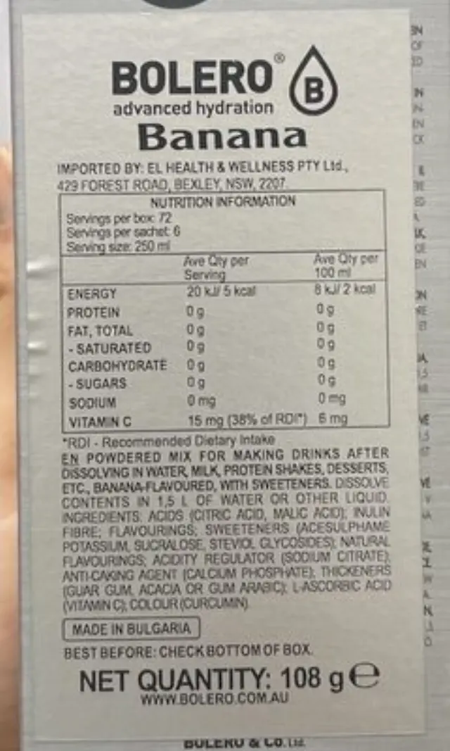 Bolero Banana Flavoured Drink Mix Powder 9gr 3