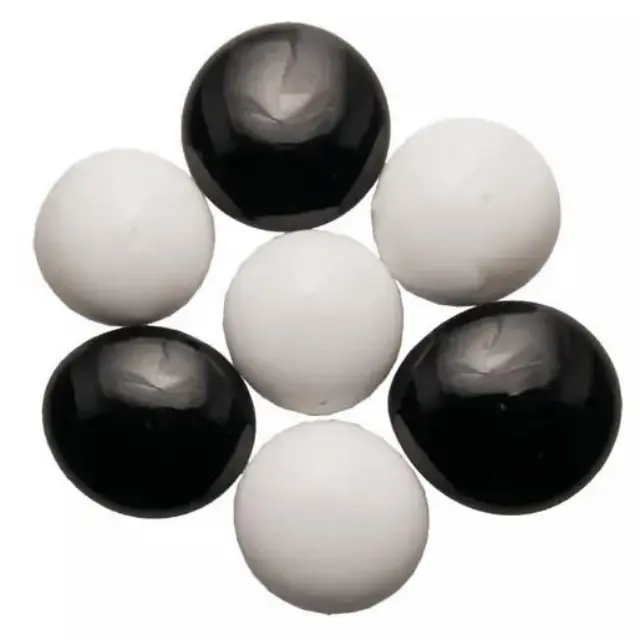 Γυάλινες Πέτρες Καμπουσόν - Black & White Opaque - Ø15-20mm - 100gr