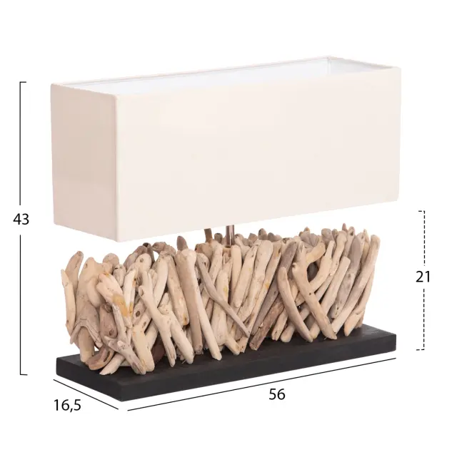 Επιτραπέζιο ορθογώνιο φωτιστικό Twiggy Driftwood & λευκό καπέλο 56x16.5x43 εκ. 2