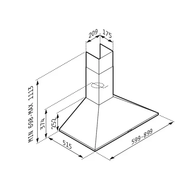 Απορροφητήρας Pyramis Καμινάδα Τετράγωνη Ecoline 90cm - 065030901 2