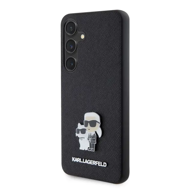Karl Lagerfeld PU Saffiano Metal Karl and Choupette Case for Samsung Galaxy S24 Black 2