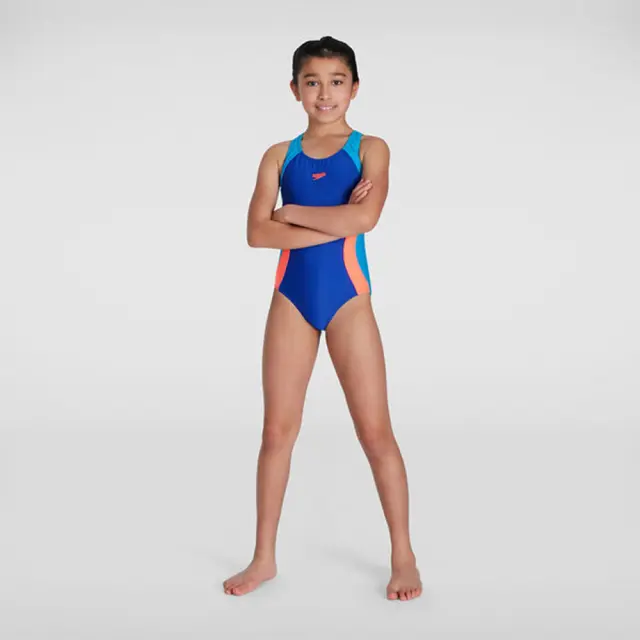 Speedo Girl's Colourblock Spiritback Swimwear Μπλε 813459H077 (Speedo) - 116