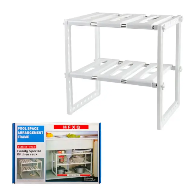 HFXQ Βάση Οργάνωσης Κουζίνας Διόροφη 50-70cm - Pool Space Arrangement Frame Kitchen Shelf Rack 97849-6