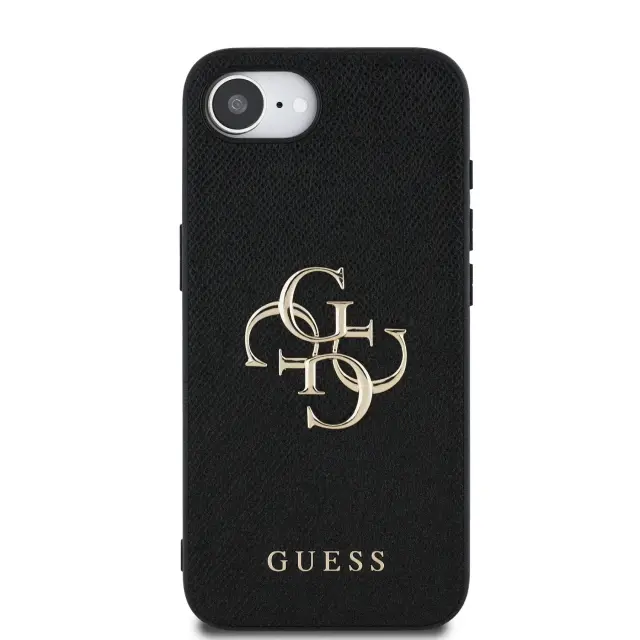 Guess PU Grained 4G Metal Logo Case for iPhone 16e/17e Black 3
