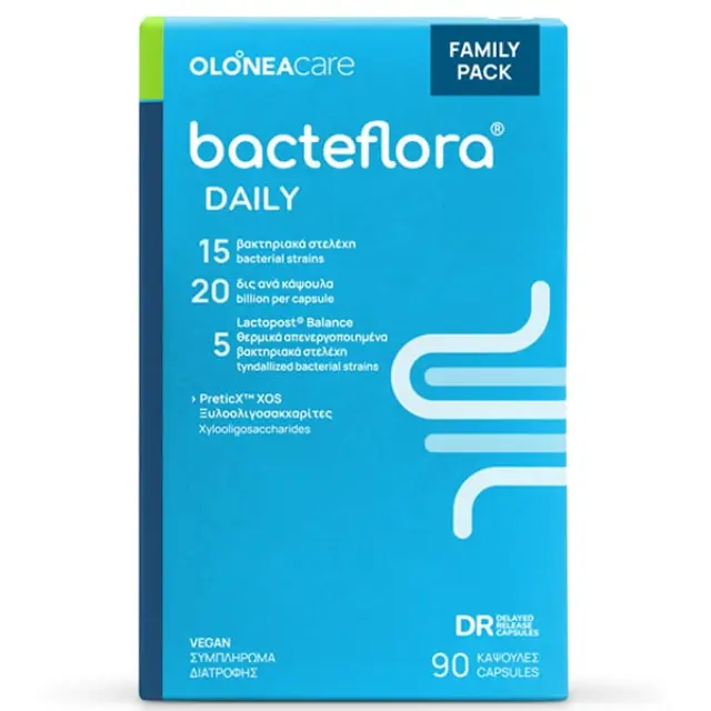 Olonea Bacteflora Daily Συμπλήρωμα με Προβιοτικά & Πρεβιοτικά 90 φυτικές κάψουλες