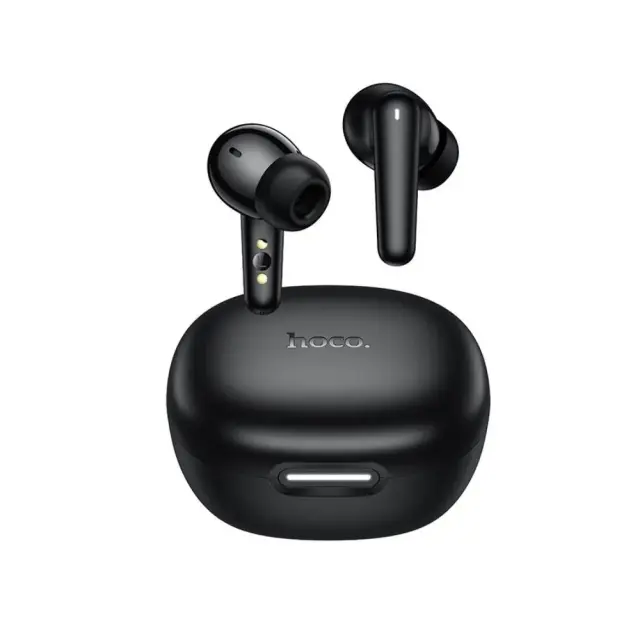 Wireless Hands Free Hoco EQ100 Intelligent TWS Dual Mic v5.4 500mAh 10 h Λειτουργίας και AI Μετάφραση σε 134 Γλώσσες με Βάση Κινητού Μαύρα