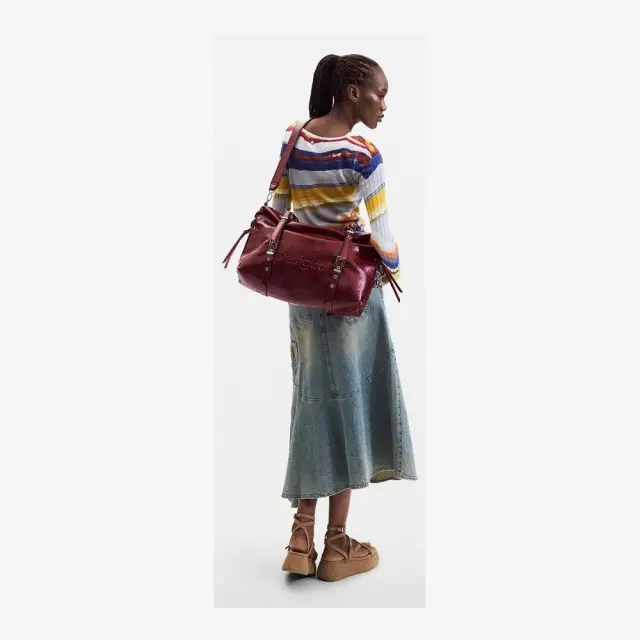 Desigual - Γυναικεία Τσάντα Ώμου / Χιαστί Lanuza Half Logo 26WAXP55-3032 Δαμασκηνί 3