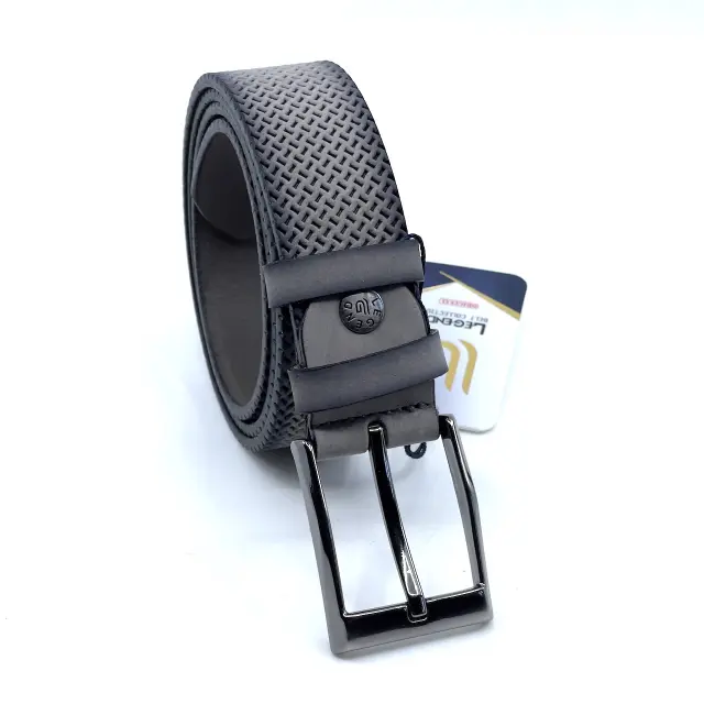 Γκρι Δερμάτινη Ζώνη Full Grain 4 cm 3