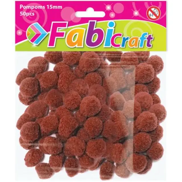 Pompoms Fabi 1.5cm 50τεμ Καφέ