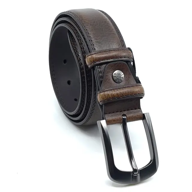 Καφέ Δερμάτινη Ζώνη Full Grain 4 cm 2