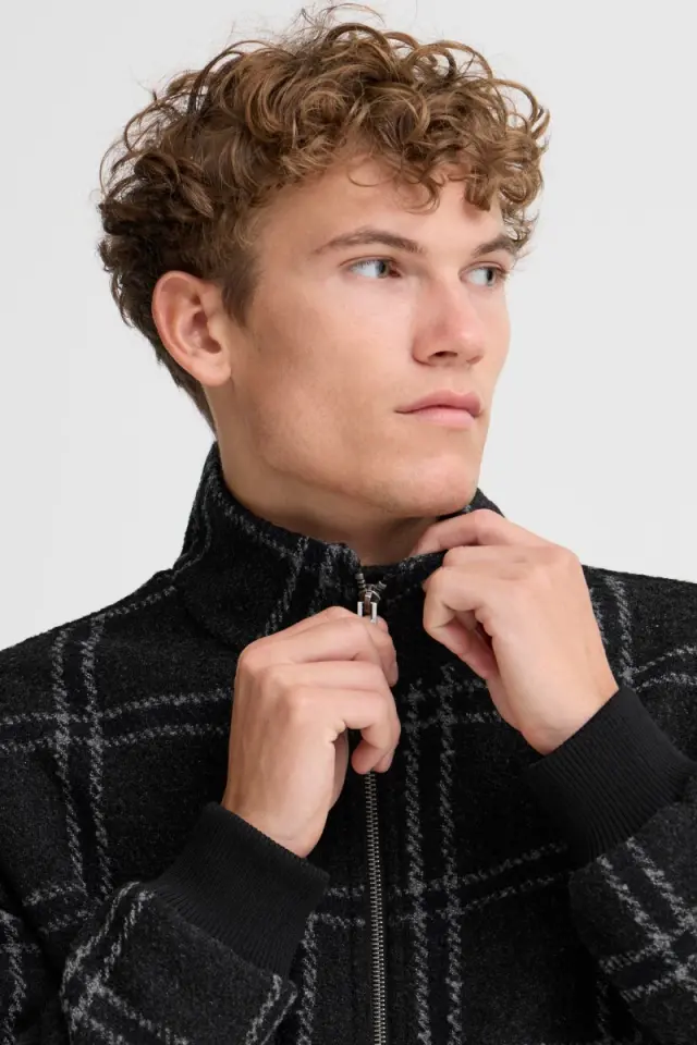 Casual Friday Ανδρικό WILKE Καρό Μπουφάν – Charcoal Grey Melange - M 3