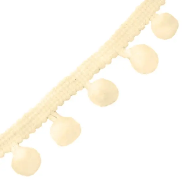 Συνθετική Τρέσα Πον Πον 10mm με Κορδέλα 5mm - Ivory ~2m
