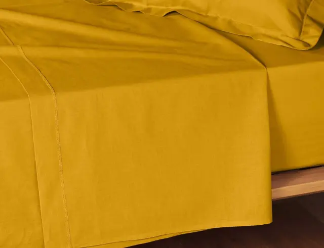 Σεντόνι Υπέρδιπλο Lina Douceur d'intérieur από βαμβάκι 57TC, με διαστάσεις 240x300cm - Curry 1644591 2