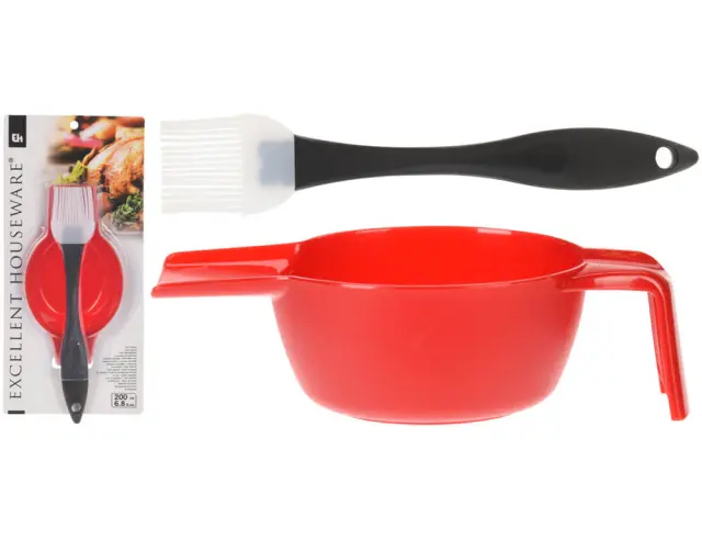 Πινέλο Μαγειρικής & Ζαχαροπλαστικής Excellent Houseware από Σιλικόνη με Δοχείο 200ml CY4654170