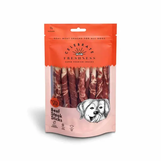 Celebrate Freshness Beef Steak Sticks Λιχουδιές για Σκύλους 100gr Μονόχρωμο