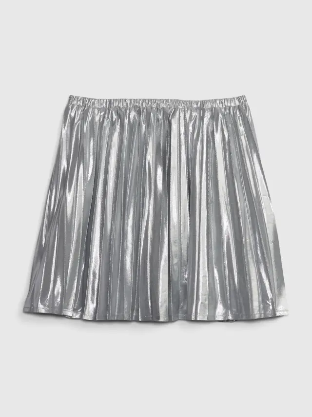Γκρι Παιδική Metallic Pleated Mini Φούστα silver - L