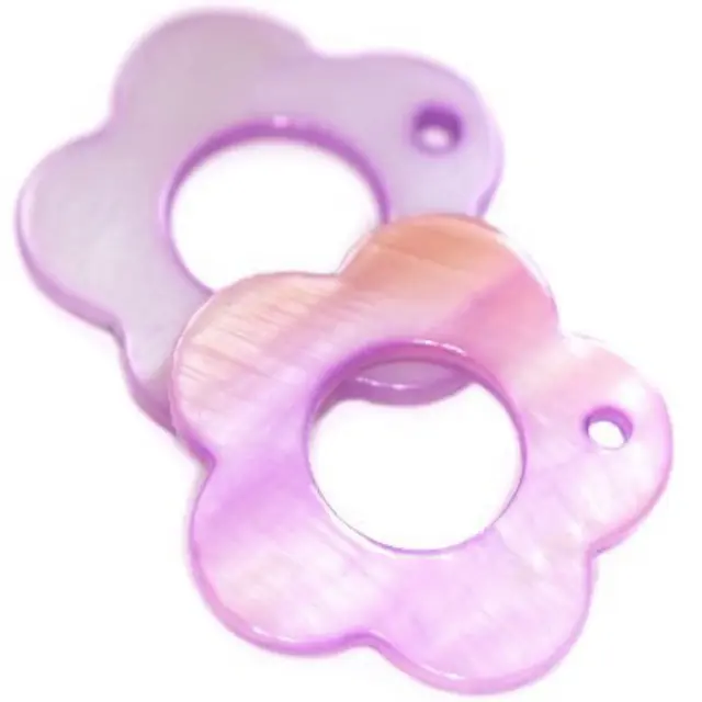 Mother of Pearl Flower Amethyst 25x10mm - 10τεμ