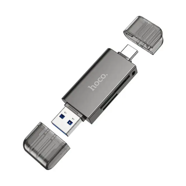 Αναγνώστης Κάρτας Μνήμης Hoco HB39 USB 3.0 και USB-C σε SD Κάρτα 5Gbps με 2TB Μέγιστη Χωρητικότητα Μεταλλικό Γκρι 2