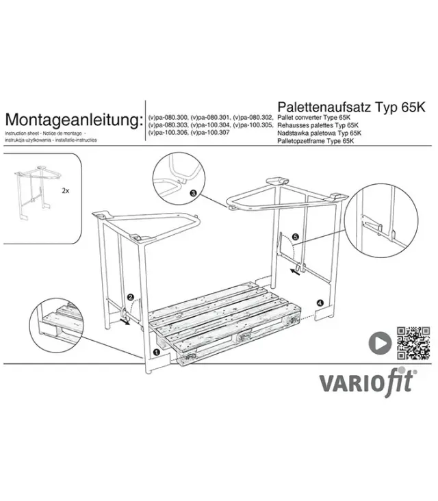 Variofit vpa-080.303 Παλετοκιβώτιο Συναρμολογούμενο Γαλβανιζέ Τύπου 65K για Φορτίο Βάρους ως 750kg 2