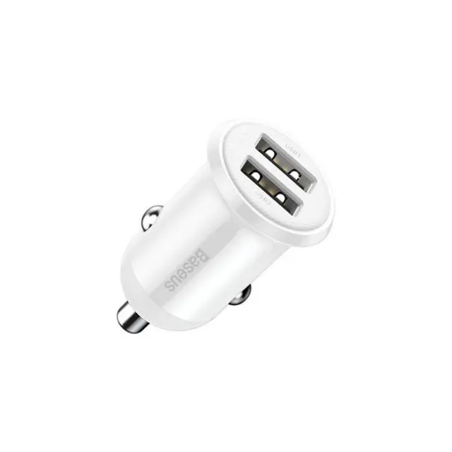 Baseus Φορτιστής Αυτοκινήτου Grain Pro 2x USB-A 4.8A White