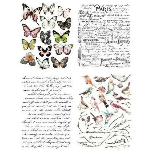 Χαρτί Decor Transfer Prima Re-Design, Parisian Butterflies, 4 σχέδια