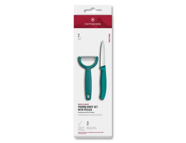 Σετ Μαχαίρια Γενικής Χρήσης & Αποφλοιωτής Victorinox Swiss Classic με μήκος λεπίδας 8cm - Green - 2 τεμάχια6.7114.22C1 2