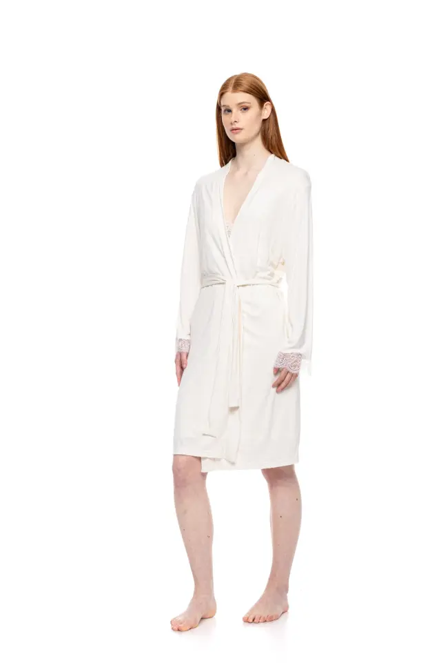 WN-1502 - Champagne - NIGHTGOWN 2PCS SET BAMBOO SOLID 2