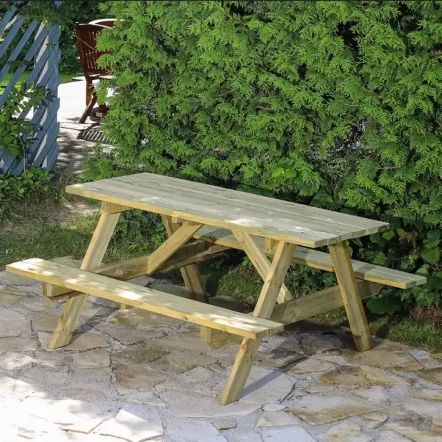 Showood 60262 Ξύλινο Τραπέζι Πικ-Νικ 200εκ. για 6-8 Άτομα