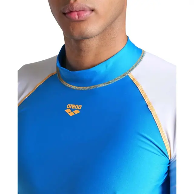 Arena Men's Shortsleeve Graphic UV Protection Rash Vest Tee Μπλε - Άσπρο 006292-801 (Arena) - Medium 3