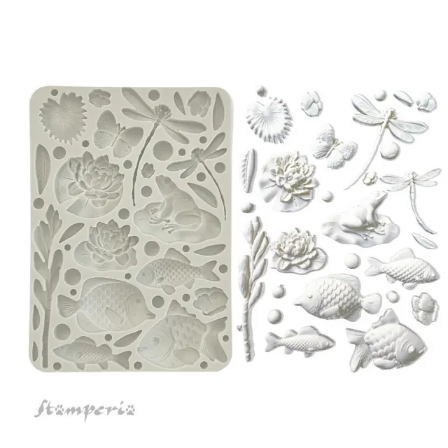 Καλούπι σιλικόνης A5, 15×21cm, Stamperia, Forest, Fish and Dragonflies