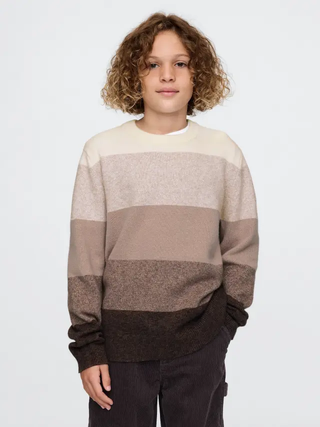 Καφέ Παιδικό CashSoft Striped Crewneck Πουλόβερ neutral stripe