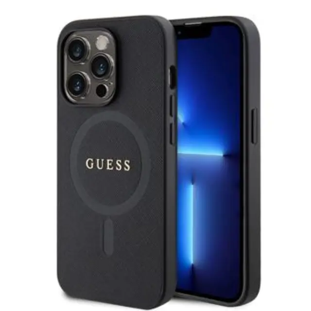 Guess PU Saffiano MagSafe Case for iPhone 15 Pro Max Black