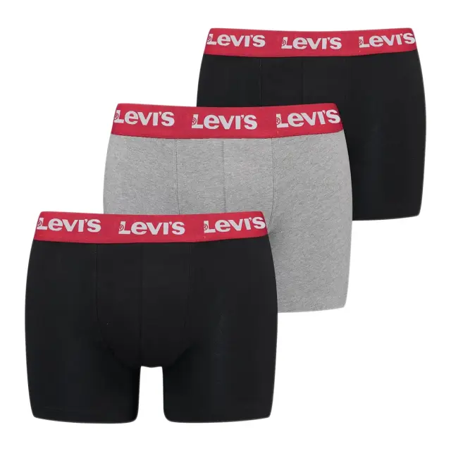 Levi's Ανδρικό Boxer Repeat Logo Brief - Τριπλό Πακέτο, Χρώμα Black-Grey Combo