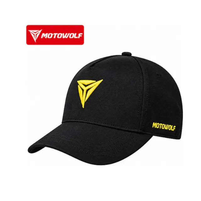 Motowolf Pc1 Καπέλο Baseball Μαύρο Κίτρινο Κεντημένο Λογότυπο Ρυθμιζόμενο Κλείσιμο